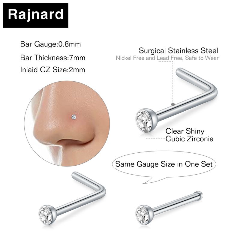 4Pcs Nose Piercing Kit With Nose Stud, 1 Nose Piercing Gun, Disposable Nose Piercing Kit With Straight L-Shape Nose Rings Stud_voghion.com