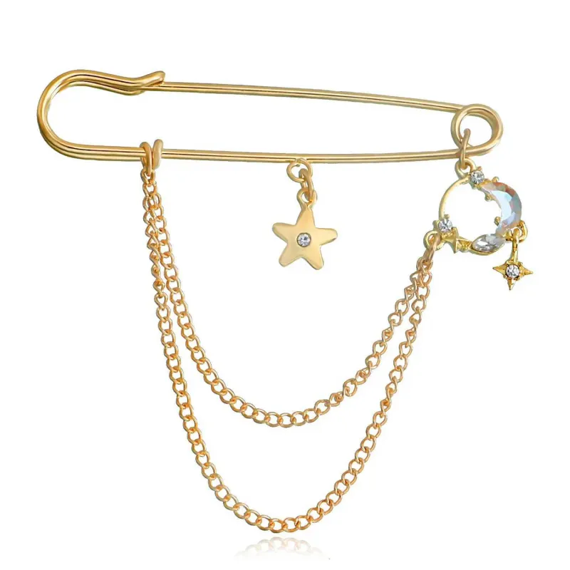 Fashionable Star For Showing Charm Trendy Chain Shaped Pin Adornment Womens Collar Brooch Jewelry Y250809_voghion.com