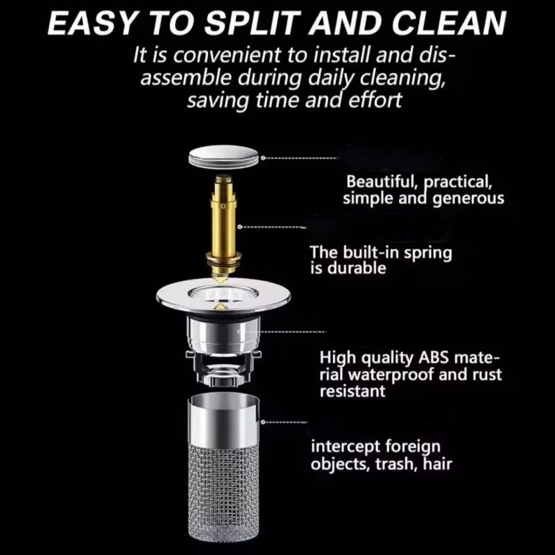 Modern Design Push Out Drainage Filter Overflow Plug, Used For Overall Household Bathroom Sink Drainage_voghion.com