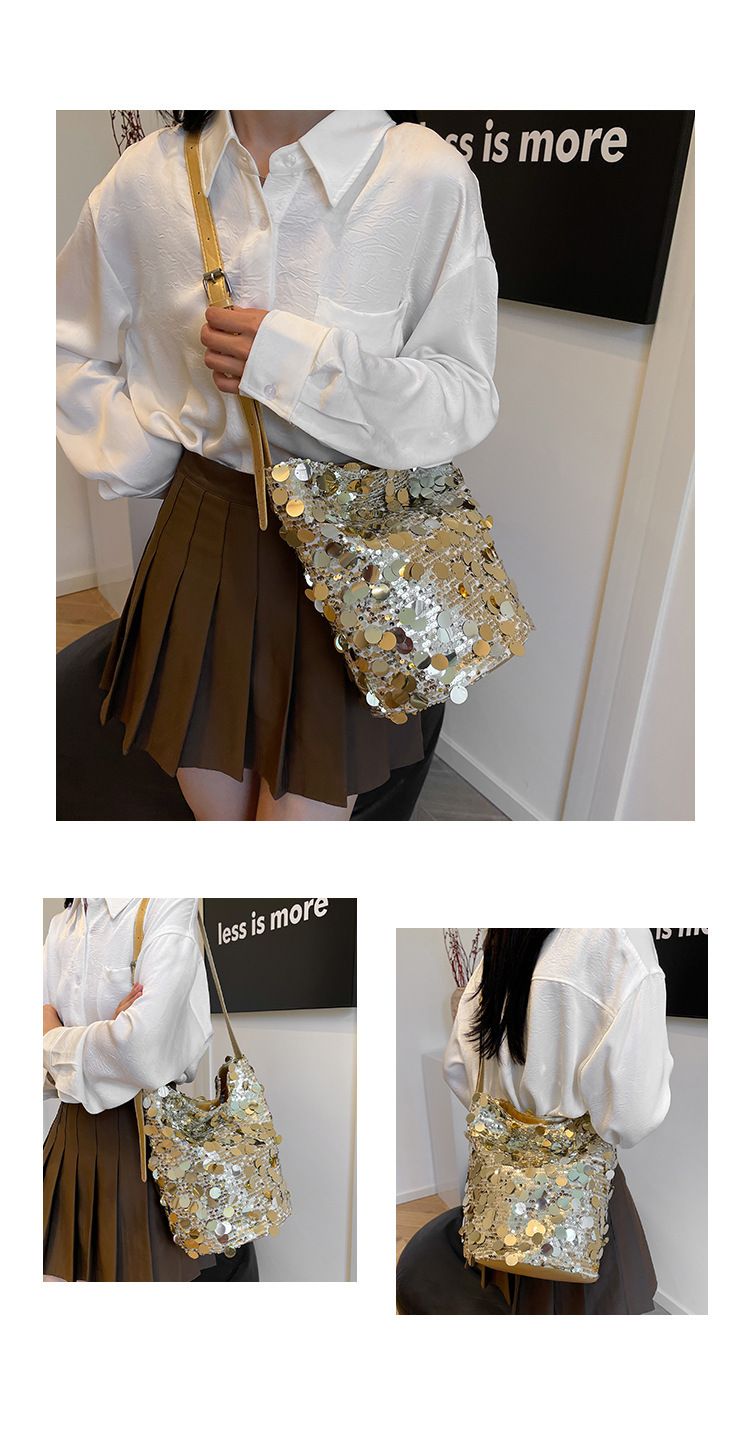 Design personalizzato, stile estivo, tendenza di quest'anno, borsa a tracolla grande con paillettes, per donna_voghion.com
