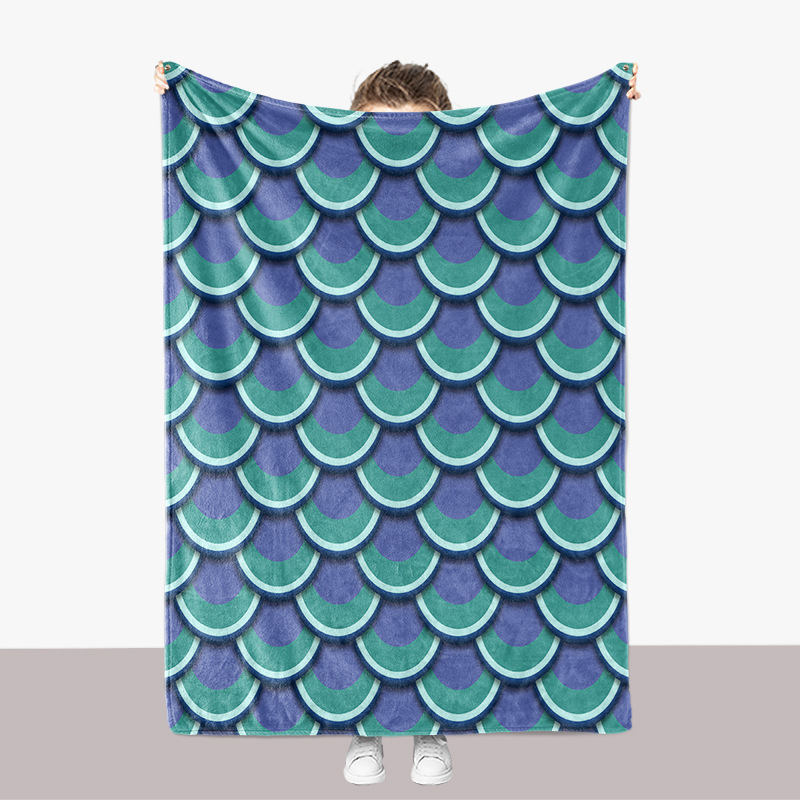 Modische Fischschuppenmuster-Serie, Flanell, 3D-gedruckt, verdickte Sofadecke_voghion.com