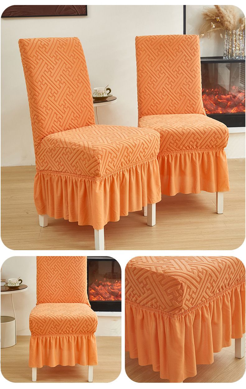 Elastic Skirted Chair Covers – Universal Fit Slipcovers For Dining Chairs, Office Chairs & Home Use (Dustproof, 6 Modern Colors, Easy To Install)_voghion.com