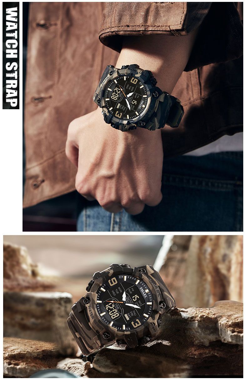 SMAEL SMAEL Outdoor wasserdichte elektronische Uhr Camouflage Sport leuchtende Herrenarmbanduhr_voghion.com
