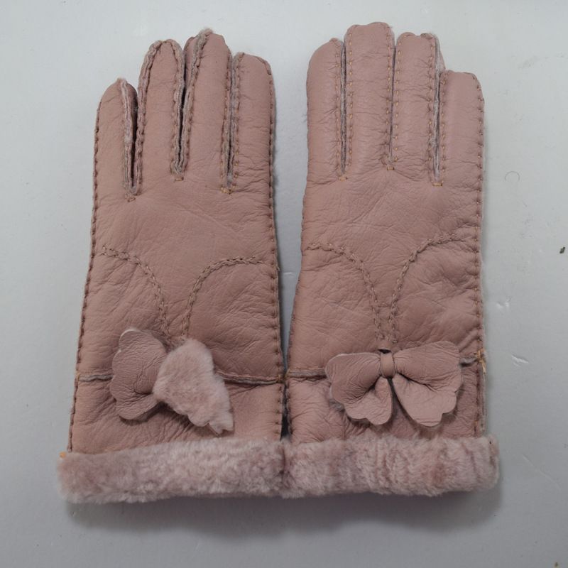 Schaffell Wolle Integrierte Handschuh Frauen Winter Fahion Schmetterling Echtes Leder Outdoor Warm Verdickt Radfahren_voghion.com