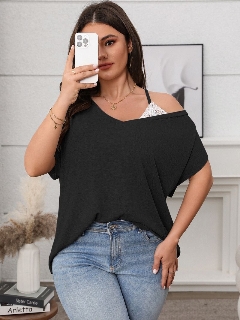 Damenbekleidung Temperament Lässiger einfarbiger Pullover Schräge Schulter Fledermausärmel Oberteile_voghion.com