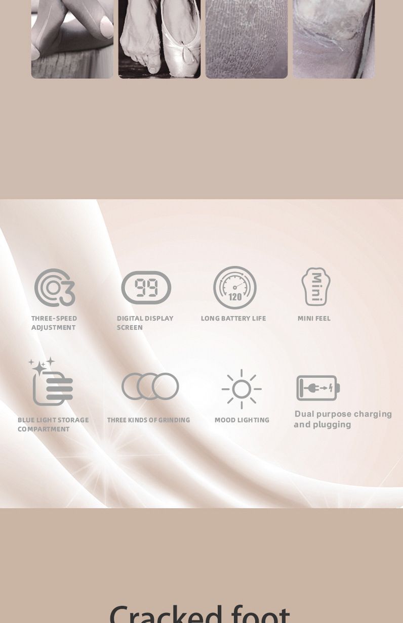 Moedor de pés elétrico, removedor de mini pedicure inteligente, máquina de pedicure recarregável para uso doméstico_voghion.com