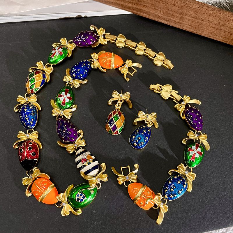 Collana con insetto colorato in stile corte francese, di alta qualità, vintage, esagerato, con catena per clavicola._voghion.com