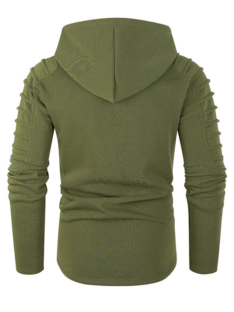 Felpa con cappuccio da uomo autunno e inverno Felpa con cappuccio sportiva da uomo di grandi dimensioni tinta unita con maniche pieghettate_voghion.com