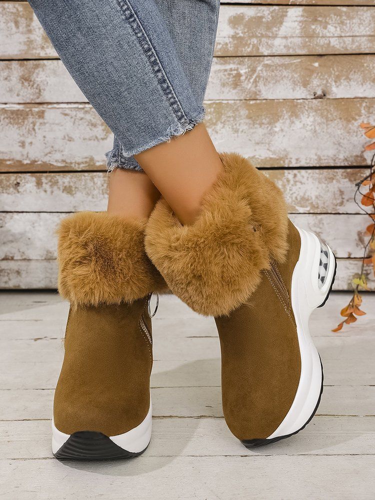 Women Ankle Boots Autumn Winter Short Boots Snow Winter New Comfortable Sports Casual Cotton Platform Wedge Thick Sole Fleece Lined Short Boots For W_voghion.com