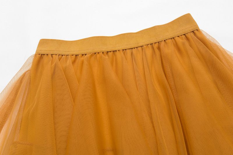 new autumn style temperament high waist slimming super fairy flower bud irregular mesh skirt female 8063_voghion.com