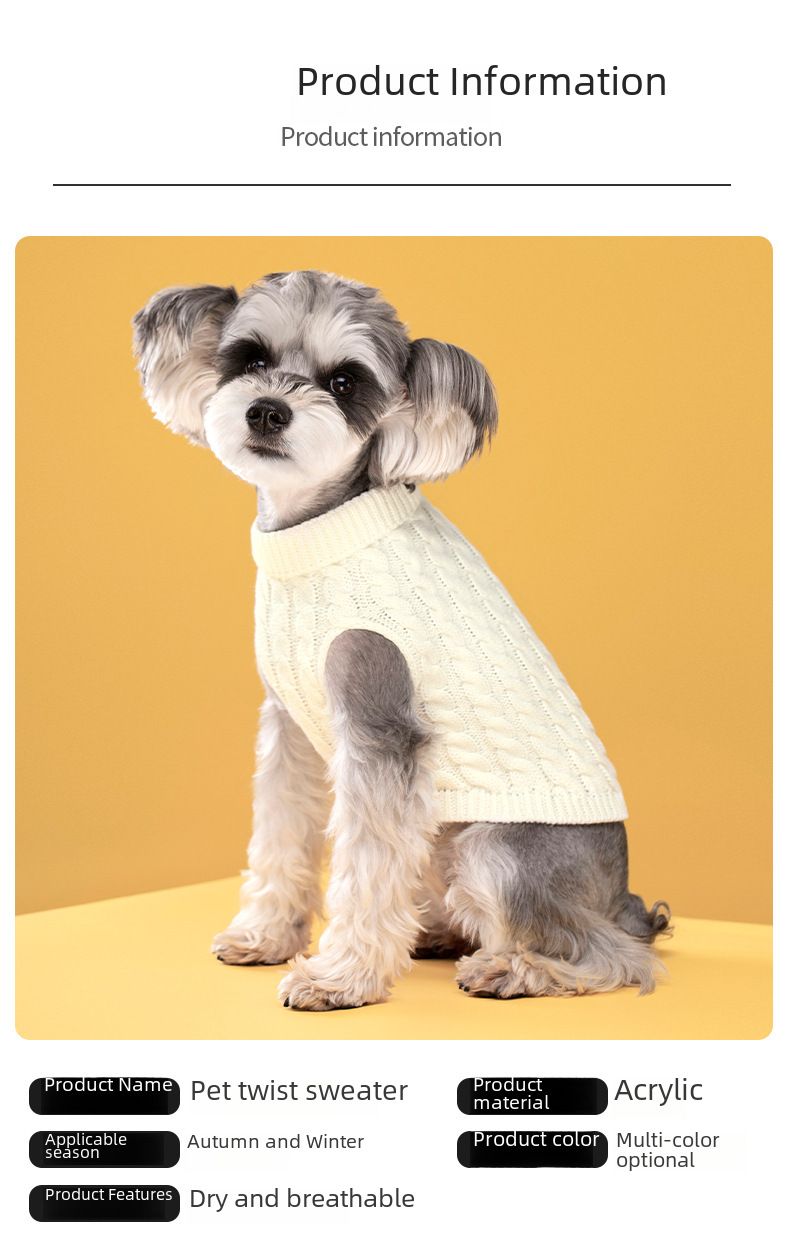 Autumn and Winter new fashion candy color sweater dog cute pet warm clothes solid color twist knitted pullover wholesale_voghion.com