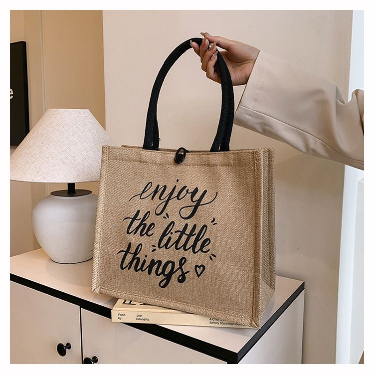 Beach Bag Thickened Large Capacity Linen Underarm Bag Shopping Bag Commuter Tote Bag Premium Casual Hand Bill Shoulder Bag Minimalism_voghion.com