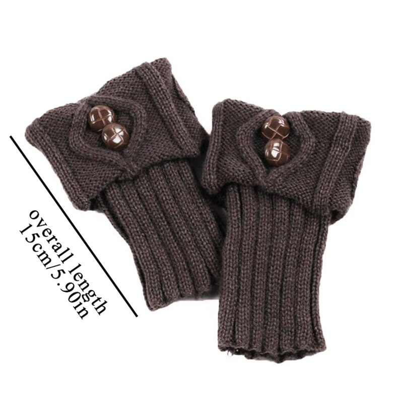 Chaussettes tricotées chaudes et solides pour femmes, 1 paire, chaussettes hautes en Crochet, manchettes de bottes, 3 boutons, chauffe-pieds en laine, à la mode, hiver_voghion.com