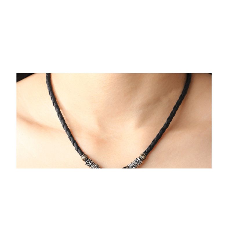 Etnische stijl legering halve maan hanger kralen geweven touw trui ketting verstelbare ketting_voghion.com