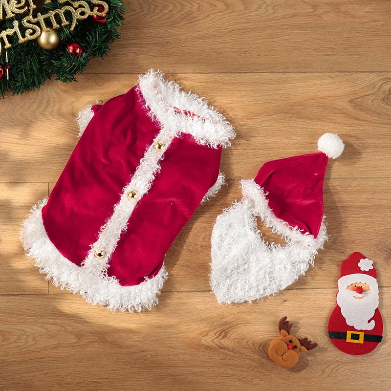 Japanese Dog Santa Claus Outfit Funny Style Puppy Clothes Pet Party Costume_voghion.com