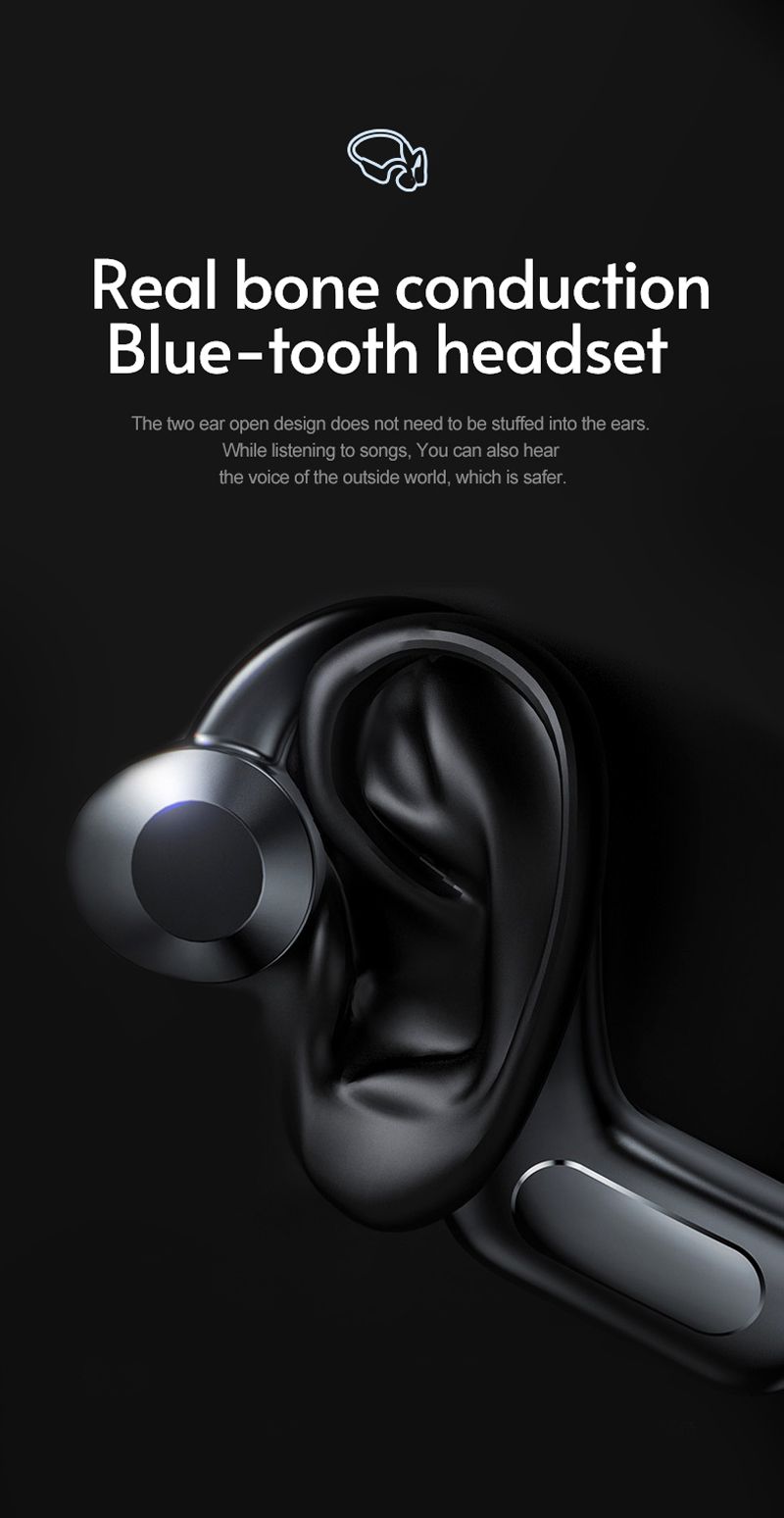 Earphones Wireless Bluetooth Bone Conduction Headphones Neckband Sport Headset with TF Card MP3 Player For Android IOS_voghion.com