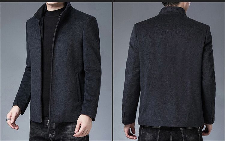KAIDINGSEN Stand Collar Wool Blend Jacket Men's Autumn And Winter New Men's Business Zipper Solid Color Jacket Trend_voghion.com