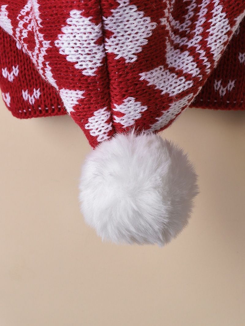 Cappello di pelliccia di gatto cucciolo di animale domestico elastico lavorato a maglia con fiocco di neve rosso verde di Natale e alce_voghion.com