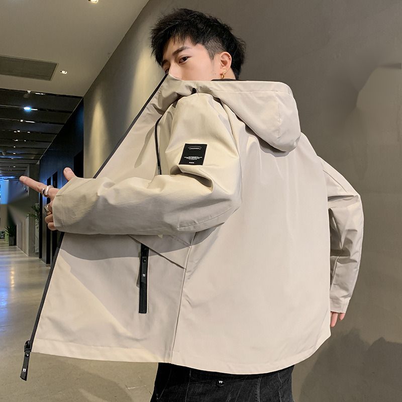 Giacca con cappuccio 2023 primavera e autunno nuova giacca alla moda in stile coreano da uomo per studenti e giovani casual_voghion.com