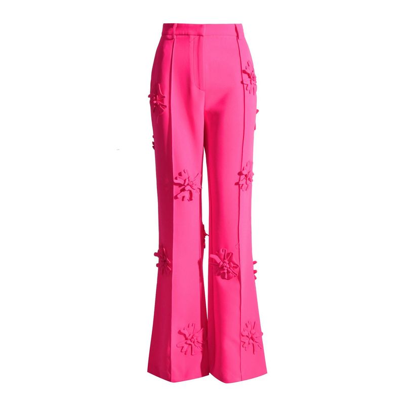 Women's Clothing Suit collar jacket micro-cropped pants three-dimensional floral embellishment suit_voghion.com