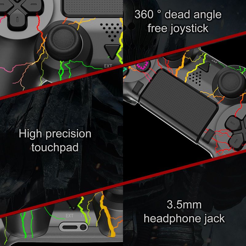 Gamepad applicabili alla console di gioco P4, impugnatura wireless per PC, pulsanti, impugnatura per gioco, giroscopio luminoso, controller di gioco con touch screen Bluetooth._voghion.com