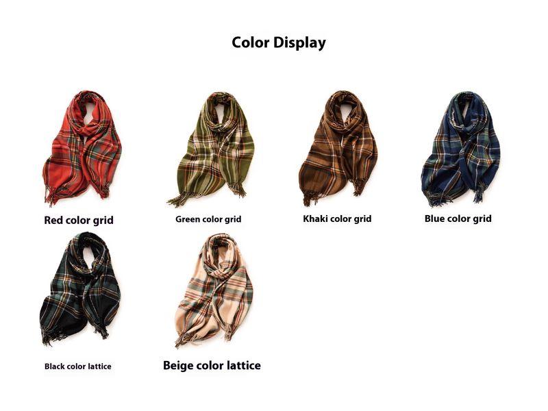 2024 New Winter Fashion Versatile Scarf Style Checkered Warm Tassel Scarf Women's Medium To Long Style_voghion.com