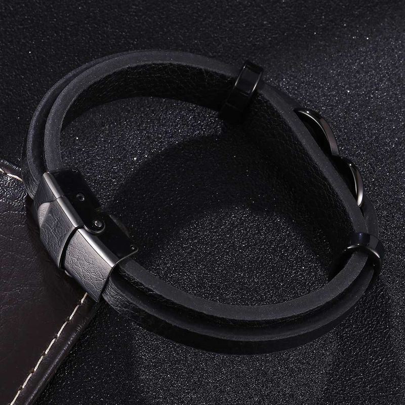 Men's Jewelry Punk 8 Shaped Lucky Leather Rope Men's Charm Leather Snap Leather Bracelet Trendy Accessories_voghion.com