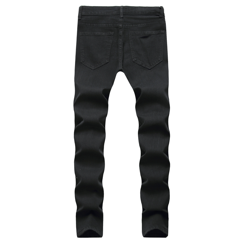 Jeans elasticizzati slim fit da uomo con strappi alle ginocchia - Pantaloni in denim lavato vintage per abbigliamento casual e streetwear_voghion.com