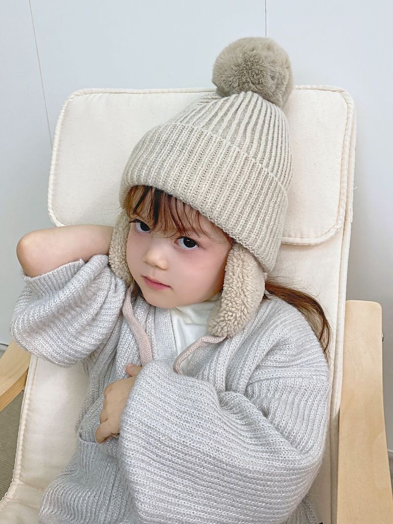 Mode Gestrickte Beanie Junge Mädchen Warme Kinder Baby Herbst Winter Mädchen für Kinder Bonnet Cap Bomber Hut_voghion.com