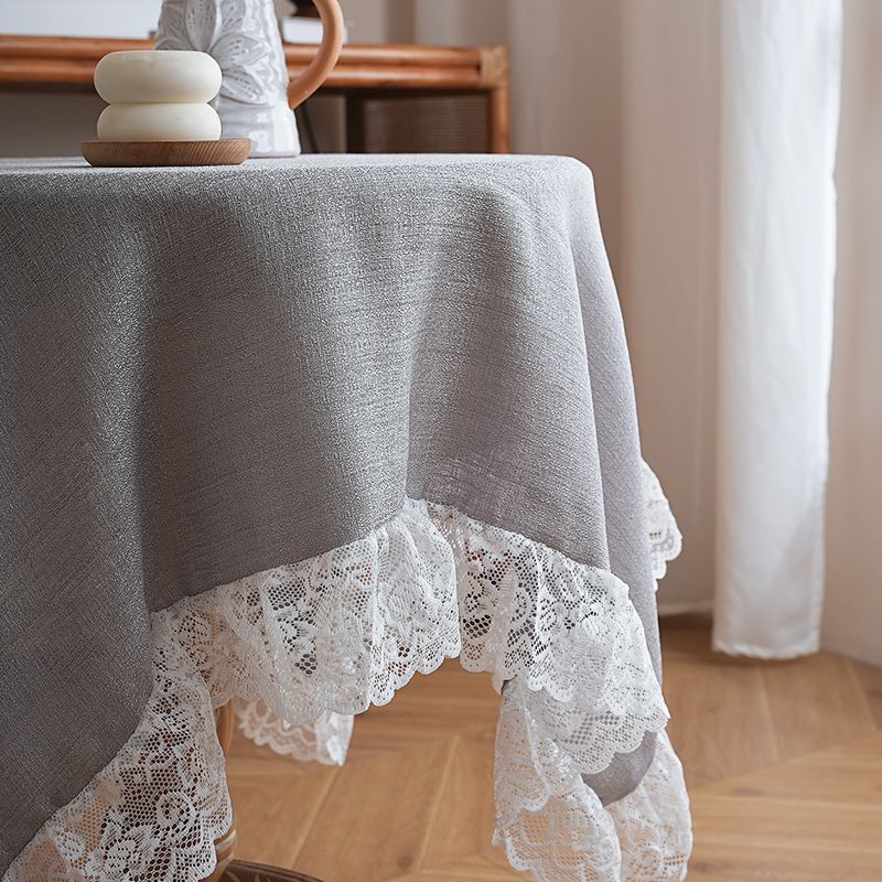 Nappe en organza froissé d'inspiration bohème avec bordure en dentelle - Housse de table rectangulaire et écharpe de table basse, infroissable_voghion.com