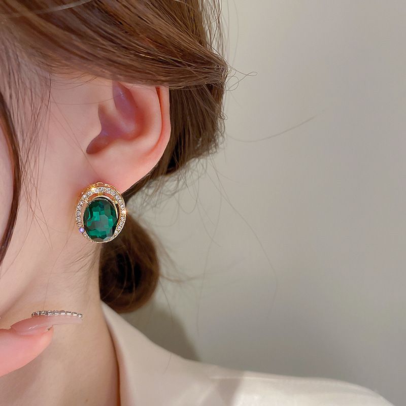 Dizainera stils: smaragda ģeometriskais dizains, moderni un eleganti auskari, Ruili stila auskari, personalizēti retro auskari sievietēm_voghion.com