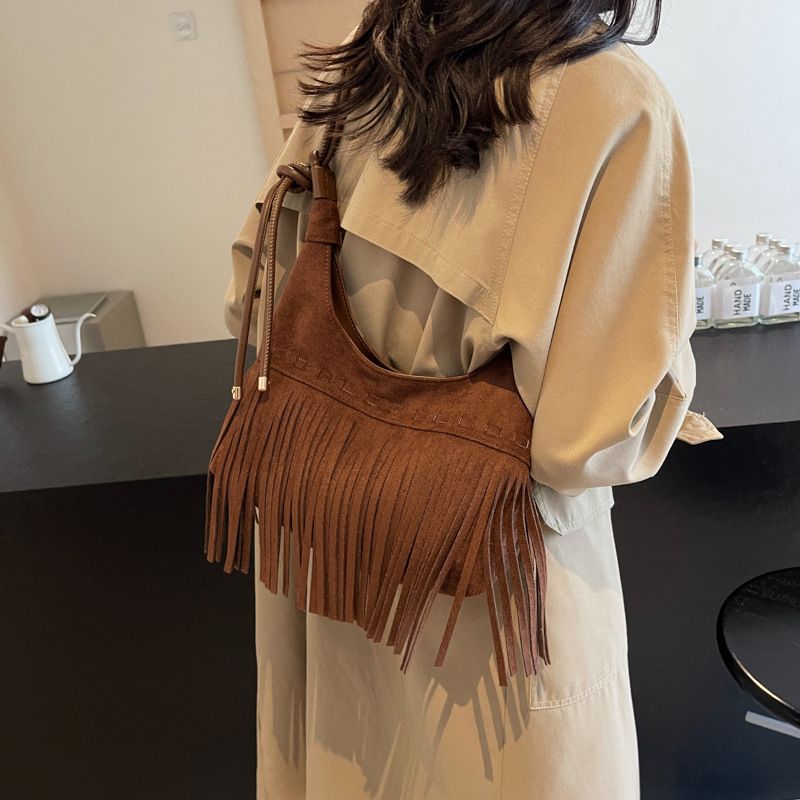 Borsa a tracolla con trama semplice e alla moda da donna, primavera estate 2025, nuova nappa in velluto_voghion.com