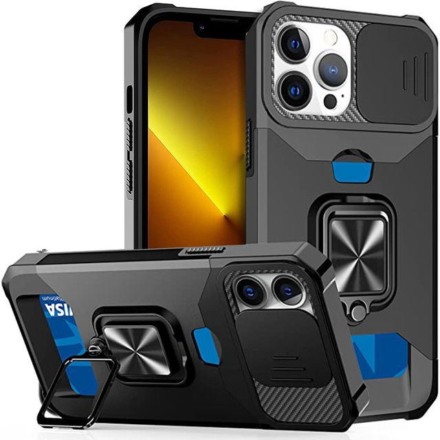 Case For IPhone 16 15 14 13 12 11 Pro Max Plus XR X XS 8 7 Heavy Duty Protection With Sliding Camera Cover And Card Clip Cover_voghion.com