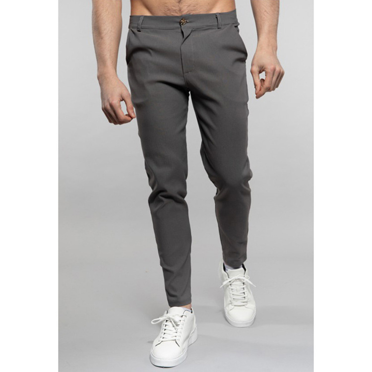 Vêtements pour hommes, tendance, couleur unie, coton, décontracté, petit pied, jambe droite_voghion.com
