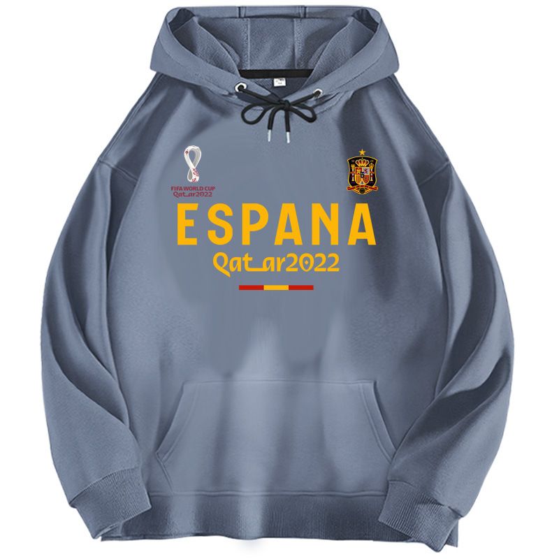 Felpa con cappuccio da calcio della squadra spagnola della Coppa del Mondo FIFA 2022 con etichetta di moda ampia in velluto autunno/inverno_voghion.com
