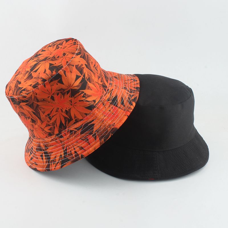 Chapeau de pêcheur Panama à imprimé 3D en forme de feuille d'érable pour homme et femme, chapeau d'été décontracté en coton, casquette réversible_voghion.com