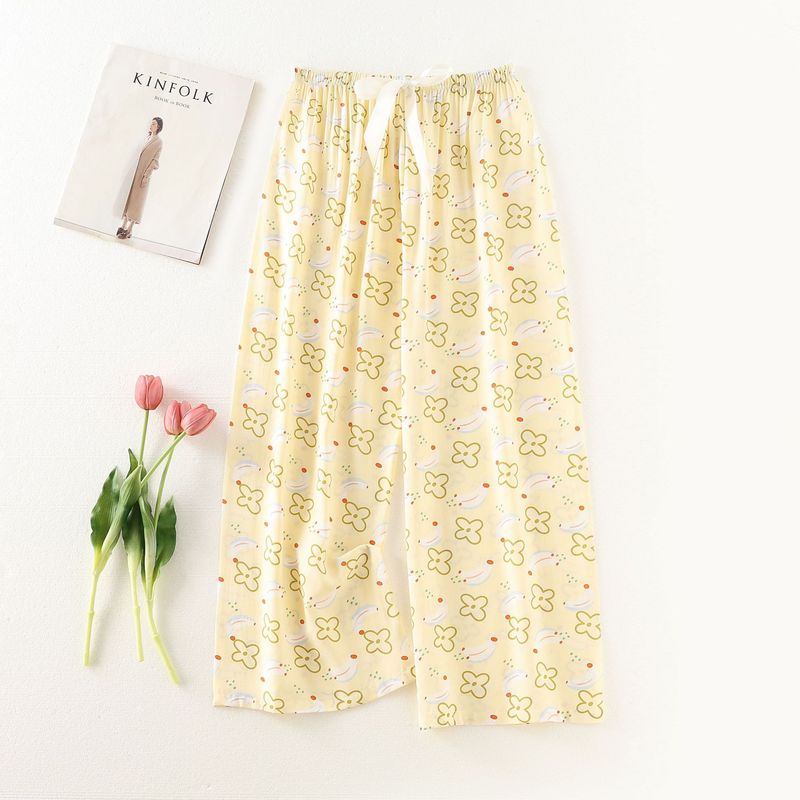Women's Sleepwears Cotton silk pajama pants beach pants can be worn over a large size home dress nine point pants_voghion.com