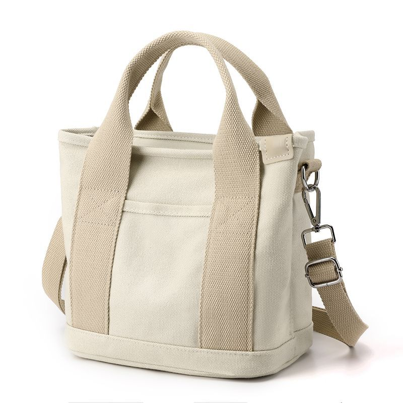 Women Small Bag with Zipper Fashion Lady Single Shoulder Portable Thickened Canvas Mobile Phone Bucket Tote Bag_voghion.com