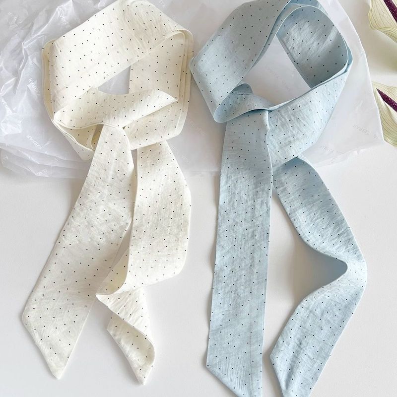 fresh And Fashionable, With Small Polka Dots Drape Well. Long Silk Scarves, Ribbons, Decorative, Thin_voghion.com