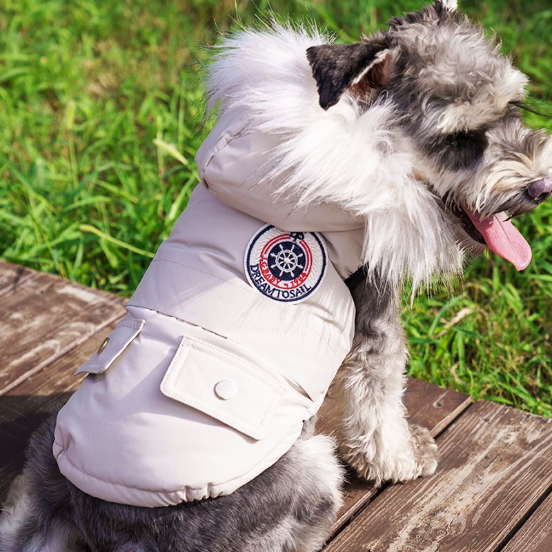 Haustierkleidung Warme, verdickte Herbst-Winter-Weste für zweibeinige Teddy-Bichon-Pommersche-Schnauzer-Kleinhunde_voghion.com