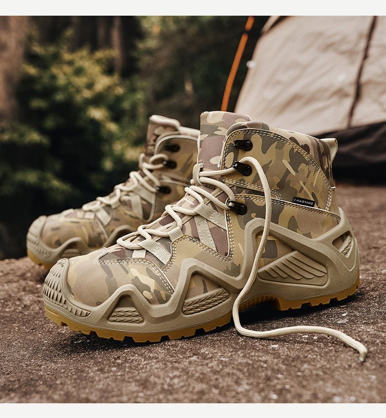 Autumn new high-top mountaineering wear-resistant anti-slip increase camouflage outdoor Training tactics_voghion.com