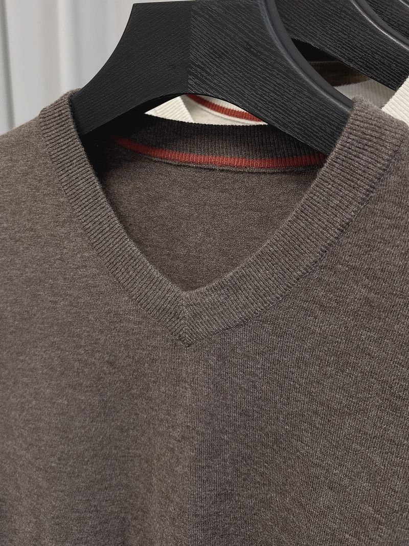 Maglione in lana con scollo a V da uomo – Pullover in maglia tinta unita per autunno e inverno, top casual alla moda_voghion.com