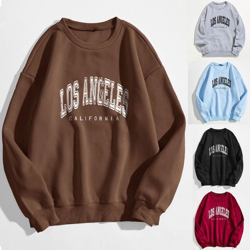 Autumn winter hoodie round neck long sleeved loose and slimming versatile top ins trend_voghion.com