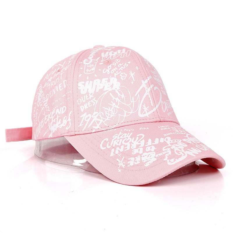 Korean Version of The Graffiti Personality Baseball Tide Men and Women Casual Wild Black Shade Curved Eaves Cap Sun_voghion.com