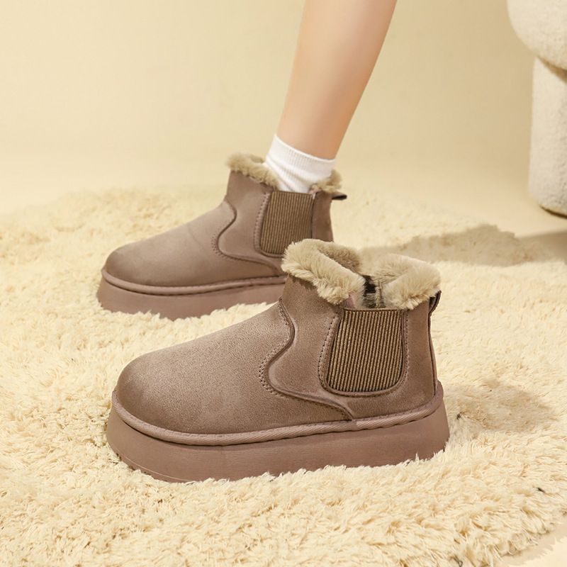 Stivali da neve da donna 2025, nuovi stivali corti in velluto con un pedale, moda invernale, scarpe in cotone_voghion.com