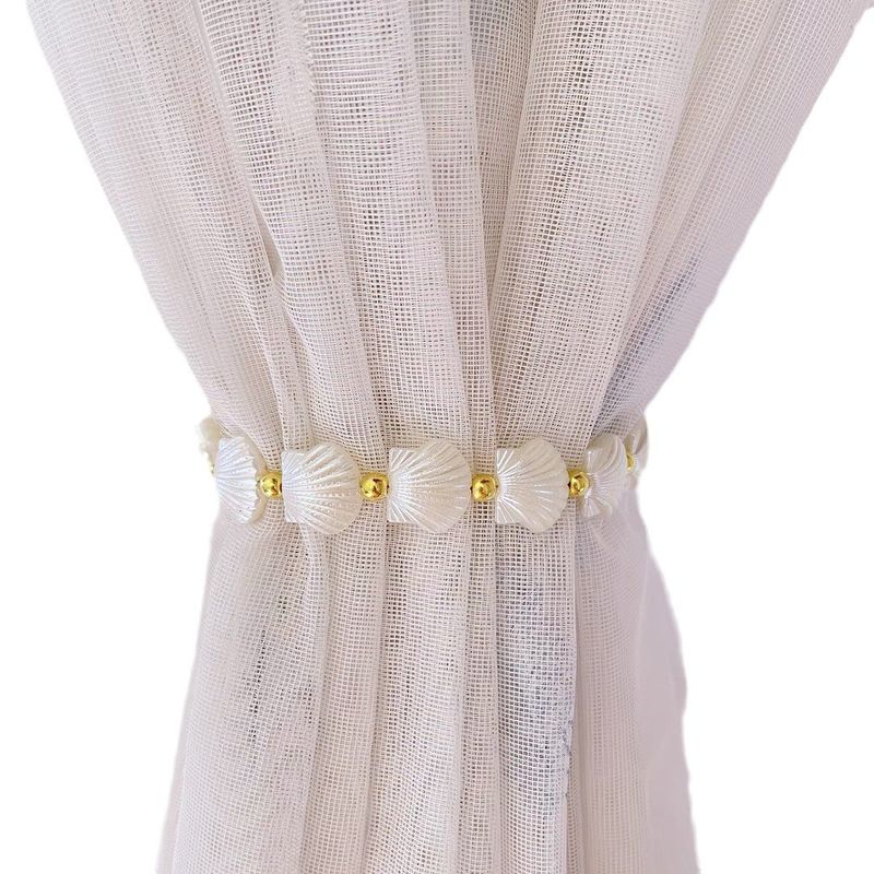 Ocean Heart Shell Curtain Tiebacks For Bedroom And Living Room Sheer Curtains, Light Luxury Rhinestone Magnetic Buckle 2p-set_voghion.com