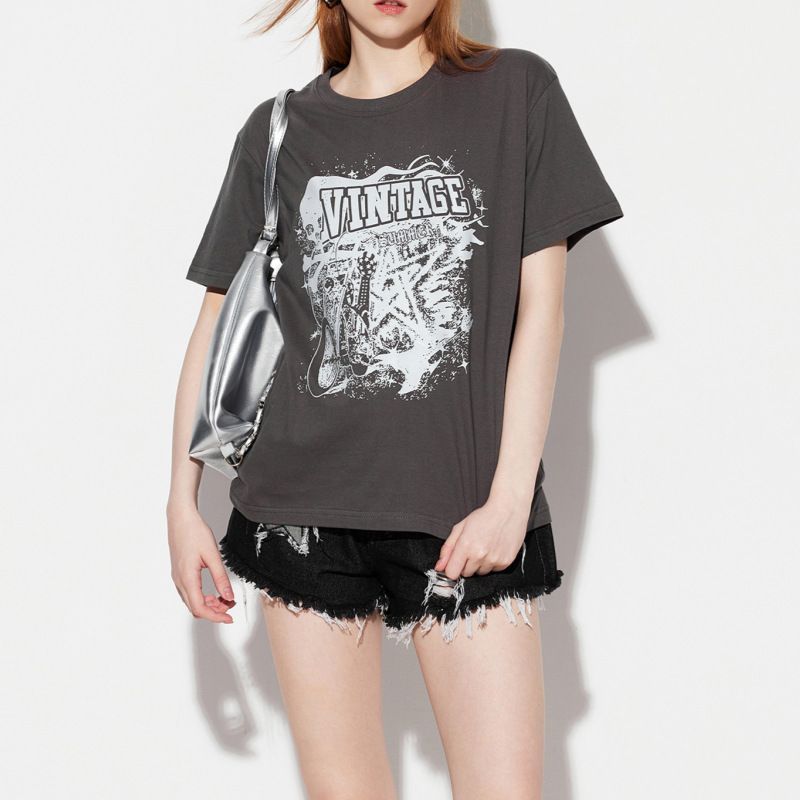 Solid Printed Loose Color Block Short Sleeve T-shirt For Women Summer New Round Neck Top Breathable Garment Attire_voghion.com
