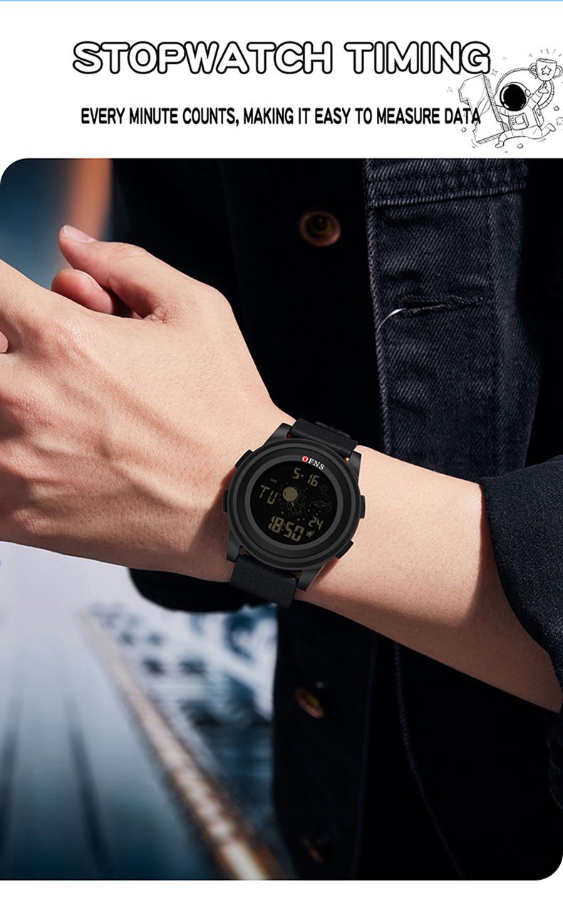Digital Sports Watch With Astronaut Design – 50M Waterproof, LED Backlight, Countdown Timer & Dual Time – Lightweight TPU Strap_voghion.com