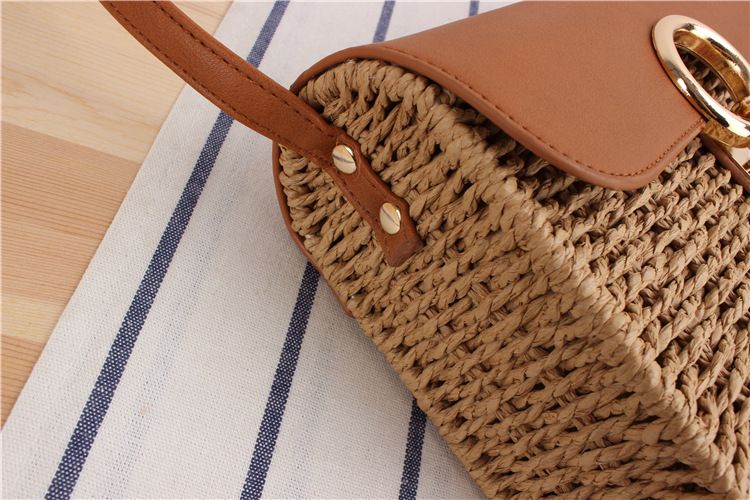 Women's Bags One Piece New Square Lock Crossbody Woven Bag Summer Leisure Paper Rope Woven Bag Single Shoulder Beach Bag_voghion.com