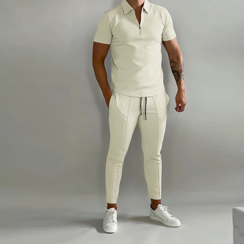 Men's Basic Solid Color Casual Sports Suit_voghion.com